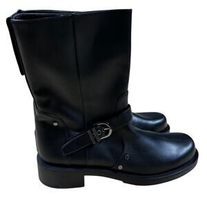 Stuart Weitzman Women's Maverick Leather Stacked Heel Motorcycle Boots Sz 8B NEW